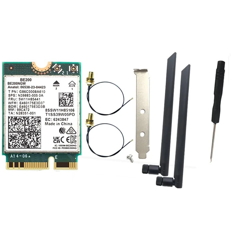 TORR WiFi 7 BE200 BE200NGW+2PCS 8DB Antenna BT 5.4 802.11AX Wireless Network Adapter Tri-band M.2 NGFF for Win10/11