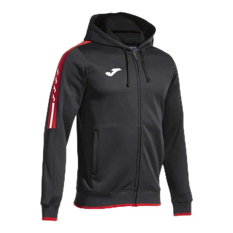 Joma - Men's Sweatshirt - Olympiad - Hood - Zip, Black Red, M