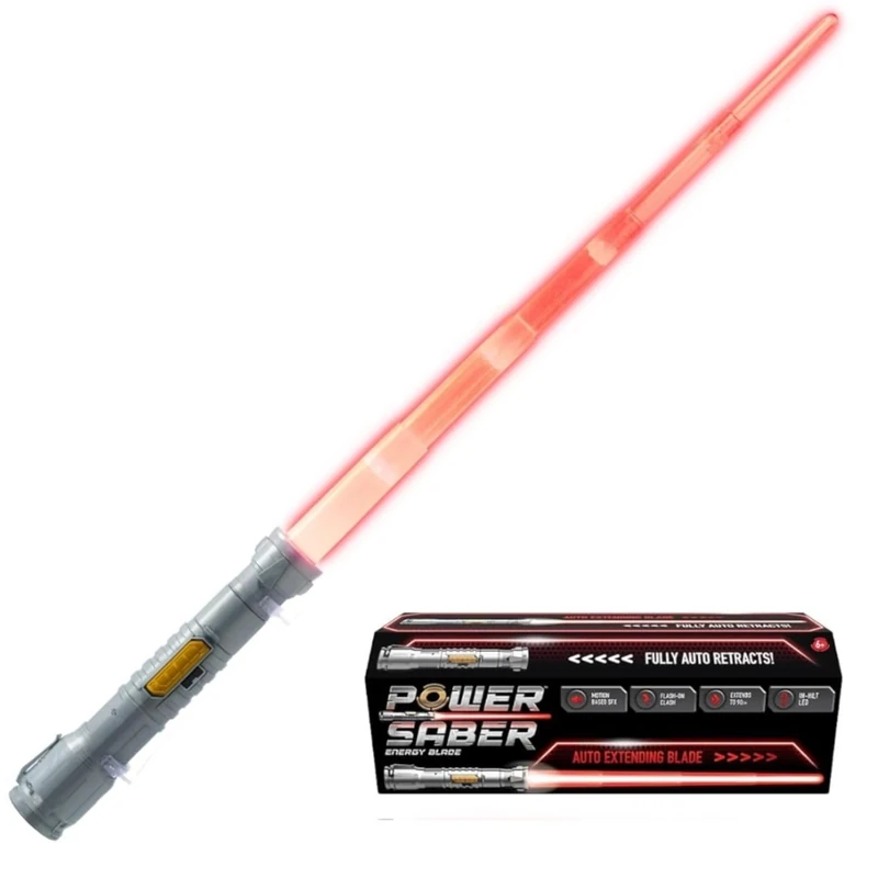 Power Saber - Red - Lightsaber for Children from 6 Years - Extendable and Automatically Retractable - Realistic and Safe Luminous Laser Toy - Intergalactic Combat - 30 cm/Extended 89 cm