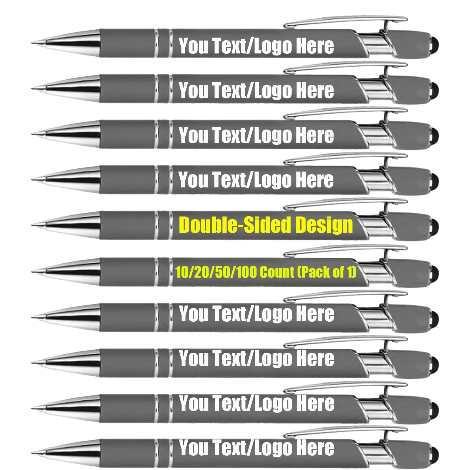 Up to 100 Pcs Personalised Pens Bulk handwriting pens stylus pens for touch screens - ballpoint pens black ink personalised gifts for Birthday, Anniversary, Or Office Use (Dark Gray, 100PCS)