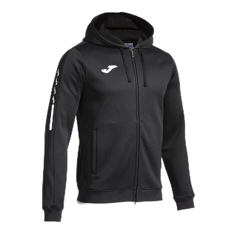 Joma - Men's Sweatshirt - Olympiad - Hood - Zip, Black/White, XS