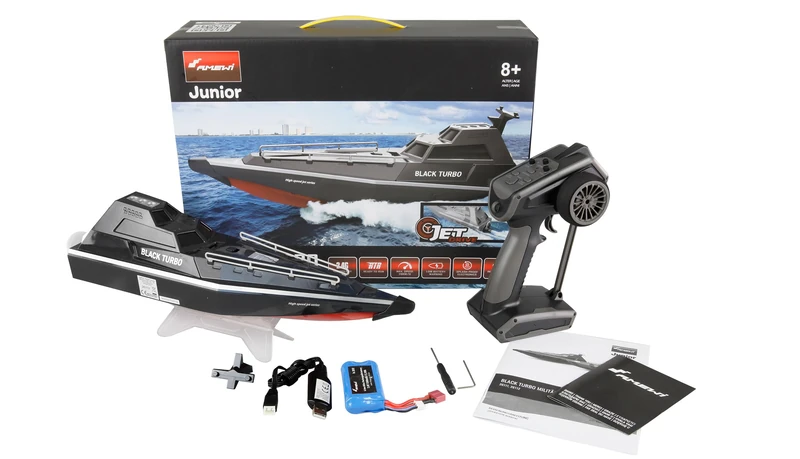 Amewi Black Turbo Military Boat with Jet Drive 28 km/h 420 mm RTR Black