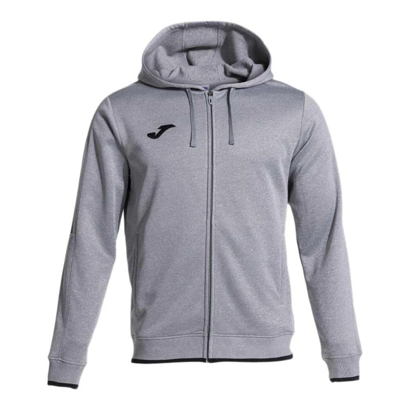 Joma - Men's Sweatshirt - Olympiad - Hood - Zip, Grey Melange Black, XXXS