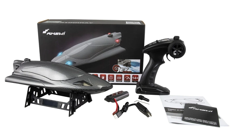 Amewi Stingray Speedboat with Jet Drive 40 km/h 335 mm RTR Carbon Look