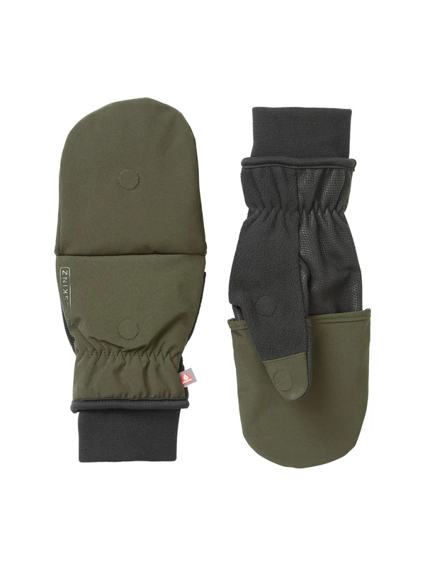 SEALSKINZ | Walpole | Water Repellent Cold Weather Convertible Leather Mitten | Magnetic Clasp Converts to Fingerless for Dexterity | Sheepskin Leather