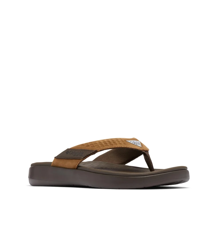 Columbia Men's PFG Boatside Flip Lea Sandal, Tundra/Light Brown, 10 UK