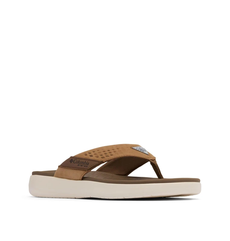 Columbia Men's PFG Boatside Flip Lea Sandal, Dark Truffle/Elk, 11 UK
