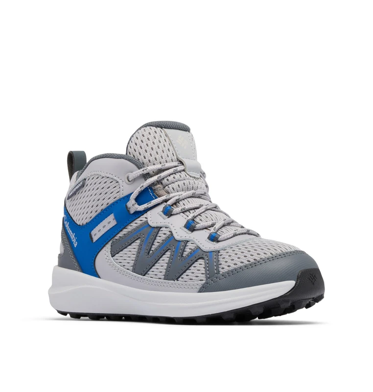 Columbia Youth Unisex Peakfreak Rush Mid Waterproof, Waterproof Mid Rise Trekking and Hiking Boots, Columbia Grey/Mountain Blue, 6