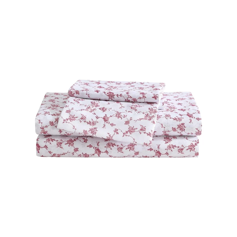 Betsey Johnson - King Sheet Set, Soft & Lightweight Bedding, Fade & Wrinkle Resistant (Floral Toile Pink, King)