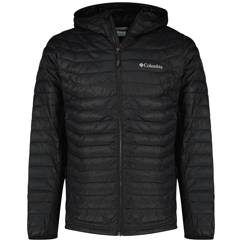 Columbia Men's Powder Pass Hybrid Hooded Jacket, Hooded Puffer Jacket, Black, S