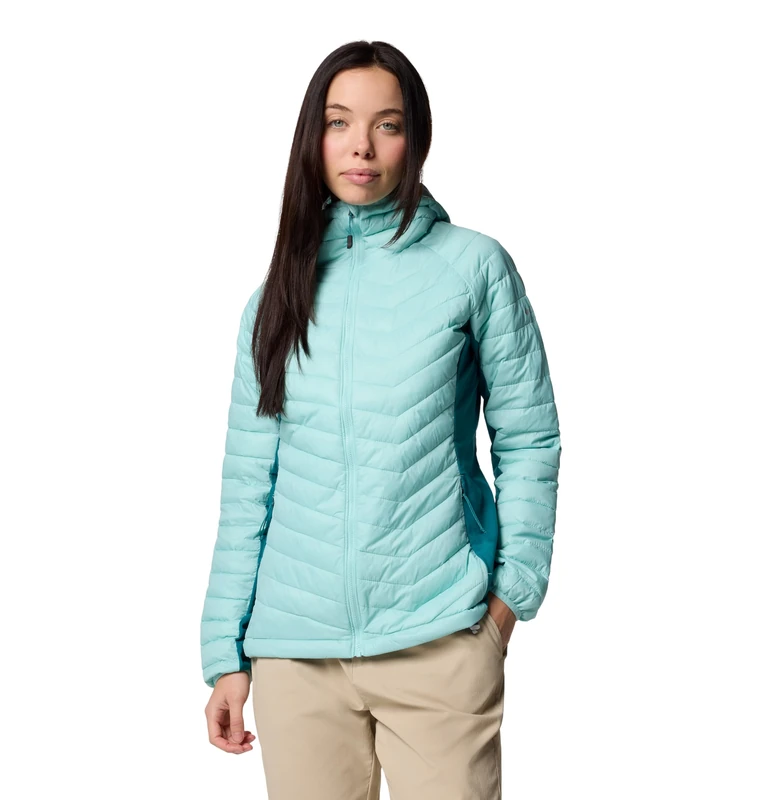 Columbia Women's Powder Pass 2 Hybrid Hooded Jacket, Hooded Puffer Jacket, Spray/River Blue, XS