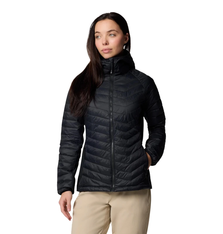 Columbia Women's Powder Pass 2 Hybrid Hooded Jacket, Hooded Puffer Jacket, Black, M