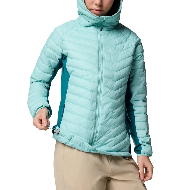 Columbia Women's Powder Pass 2 Hybrid Hooded Jacket, Hooded Puffer Jacket, Spray/River Blue, S