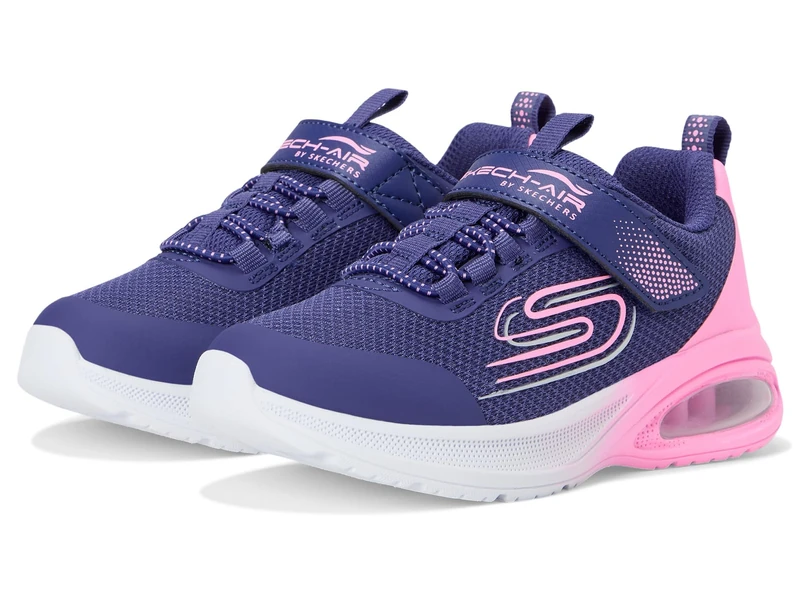 Skechers Girl's Microspec Max Advance Fly 3.0 Sneakers, Navy Mesh/Pink Trim, 11 UK Child