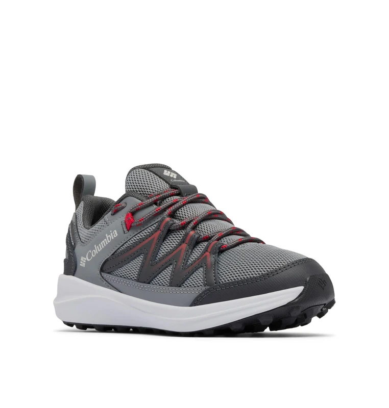 Columbia Youth Unisex Peakfreak Rush Waterproof, Waterproof Low Rise Trekking and Hiking Shoes, TI Grey Steel/Mountain Red, 3.5
