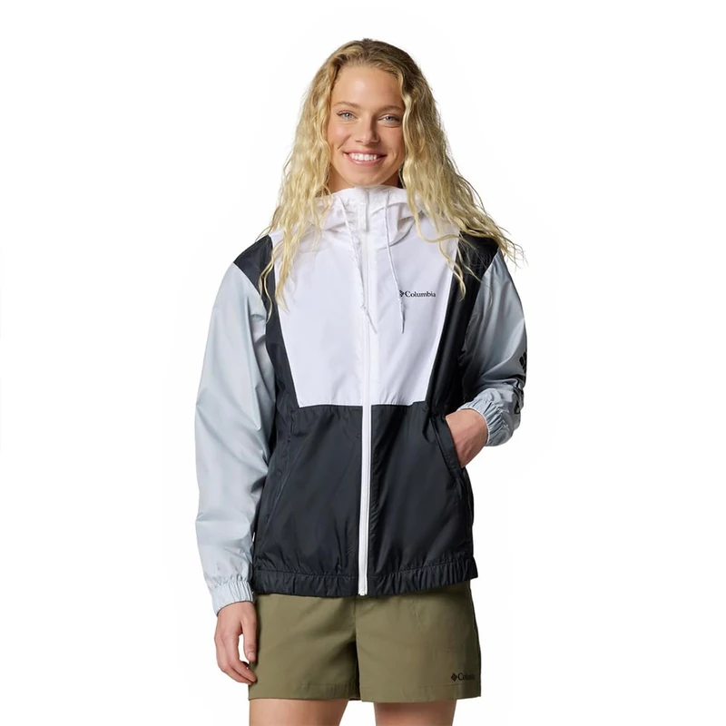 Columbia Women's Lily Basin 2 Jacket, Lightweight Windbreaker Jacket, White/Cirrus Grey/Black, XL
