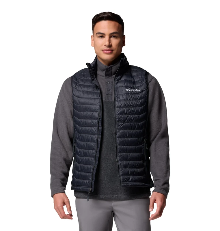 Columbia Men's Powder Pass Hybrid Vest, Puffer Vest Body Warmer, Black, S