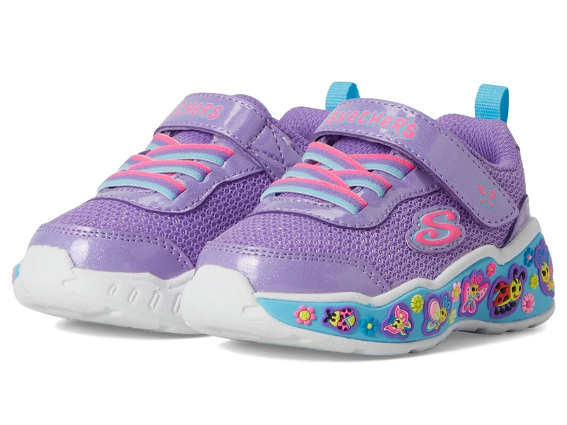Skechers Baby Girl's Play Scene Fun Squad Sneaker, Purple Sparkle Synthetic/Multi Trip, 4 UK