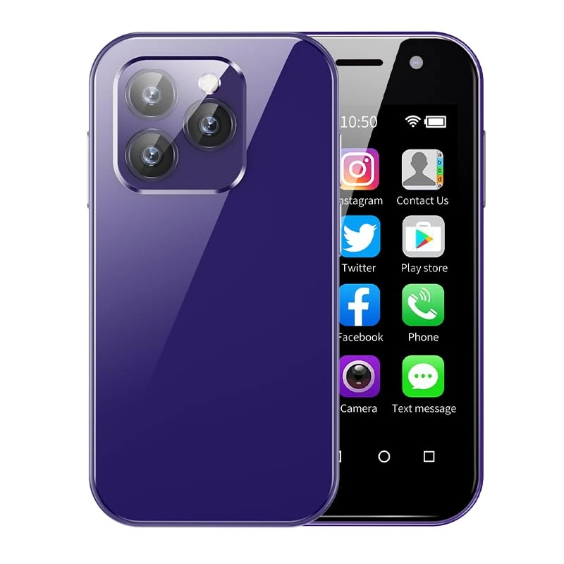 Mini Smartphone SOYES XS14 Pro 3.0" Android 9.0 4G LTE Dual SIM Face ID Dual Camera WiFi Bluetooth Hotspot GPS OTG Unlocked Mobile Phone (Purple, 3GB RAM 32GB ROM)