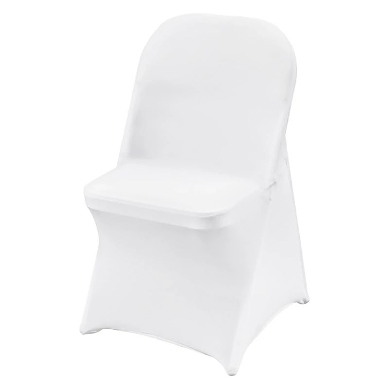 VEVOR Stretch Spandex Folding Chair Covers, Universal Fitted Chair Cover, Removable Washable Protective Slipcovers, for Wedding, Holiday, Banquet, Party, Celebration, Dining (100PCS White)