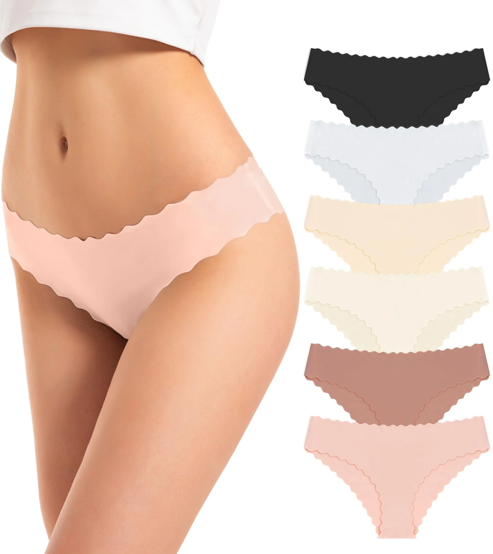 TANSTC Seamless Knickers for Women - No VPL Invisible Panties (Pack of 6) Breathable,Ultra-Soft & Stretch for All-Day Comfort