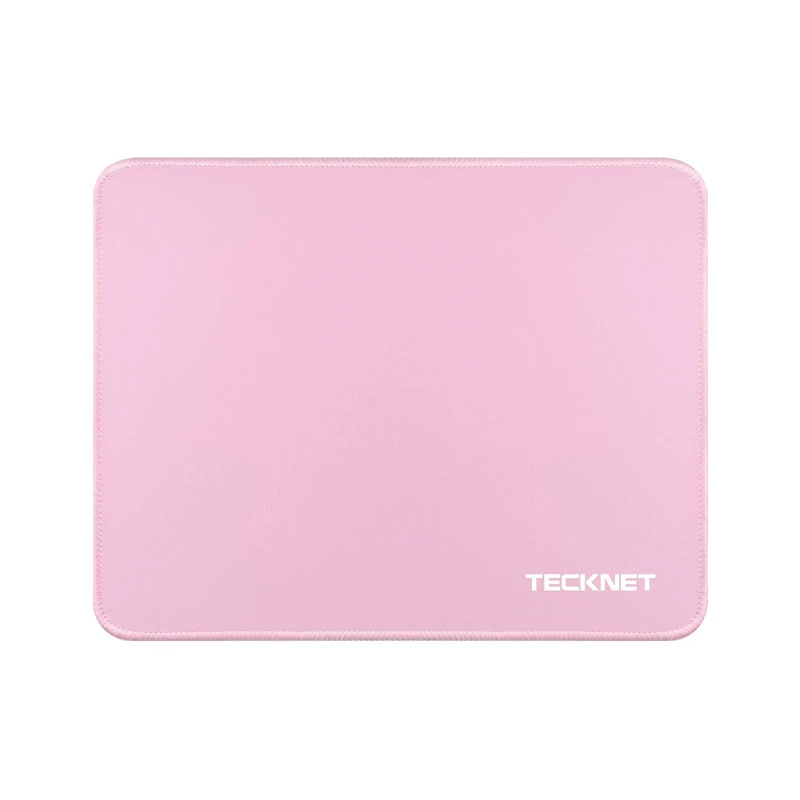 TECKNET Mouse Pad with Anti-fray Stitchin, Waterproof Surface & Non-Slip Rubber Base with Stitched Edges Gaming Mouse Mat for Laptop，Compatible with Laser and Optical Mice - Pink