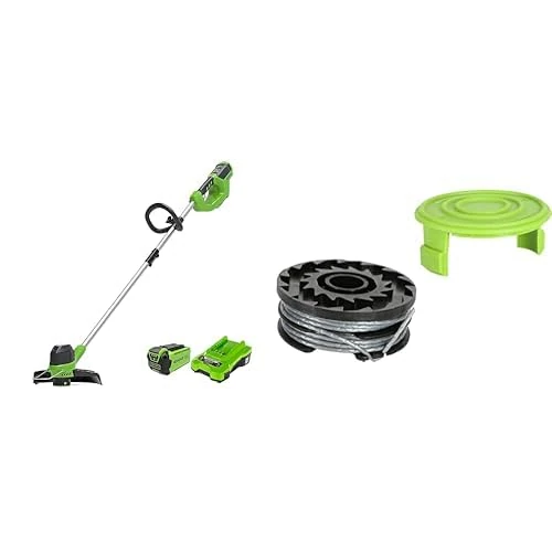 Greenworks 40V Cordless Strimmer for Medium Gardens, Adjustable Height & Double Thread Spool 2mm Diameter 6m with Protective Cover for 40V Lawn Trimmers G40LT G40LTK2 G40LTK2x Series, 4+6e