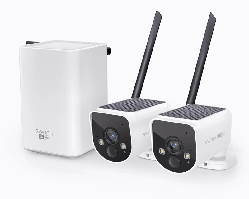 Swann MaxRanger4K Wireless NVR Security System, 2-Cam Kit with Solar Panels, Longest Range Wi-Fi, Person/Vehicle Detection, Colour Night Vision, Local Storage, No Monthly Fee, MR4KSD2