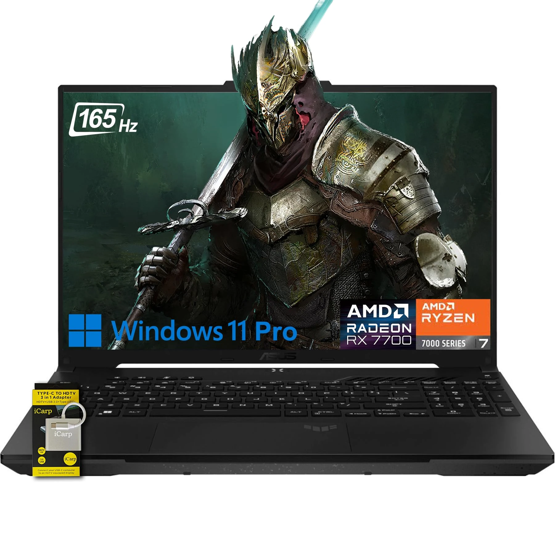 Asus TUF Gaming A16 Laptop 16" WUXGA 165Hz 7ms 100% sRGB AMD Octa-core Ryzen 7 7735HS 16GB RAM 512GB SSD AMD Radeon RX 7700S 8GB (>RTX4060) Backlit USB-C USB4 Fast Charging Win11 Pro w/ICP Accessory