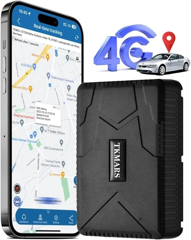 TKMARS 4G Locator 7800mAh Long Standby Magnetic Device for Car, Camper, Truck & Motorbike - Global Realtime Tracking + Alerts, No Subscription, SIM Included & Free APP TK915