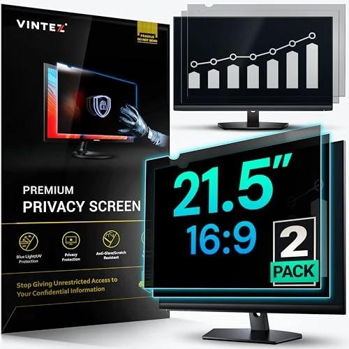 VINTEZ [2 Pack] 21.5 Inch 1.6:1 Privacy Screen for Computer Monitor and Laptop - Anti Glare Protector Film Blue Light Filter Eye Protection - Computer Screen Privacy Shield