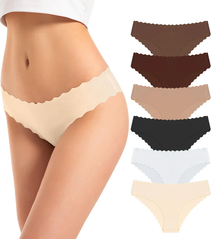 TANSTC Seamless Knickers for Women - No VPL Invisible Panties (Pack of 6) Breathable,Ultra-Soft & Stretch for All-Day Comfort