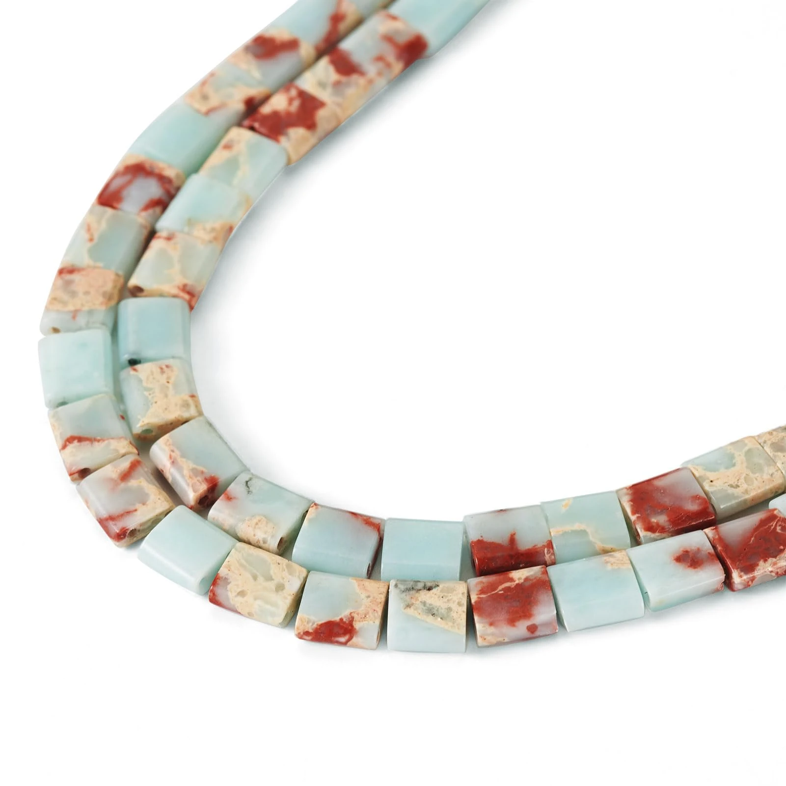Spritewelry 1 Strand Aqua Terra Jasper Beads Miyuki Tila Beads 2-Hole Seed Beads Rectangle Two Hole Carrier Beads for Bracelet Jewelry Making Multi-Strand Linking Connecto (Light Green)
