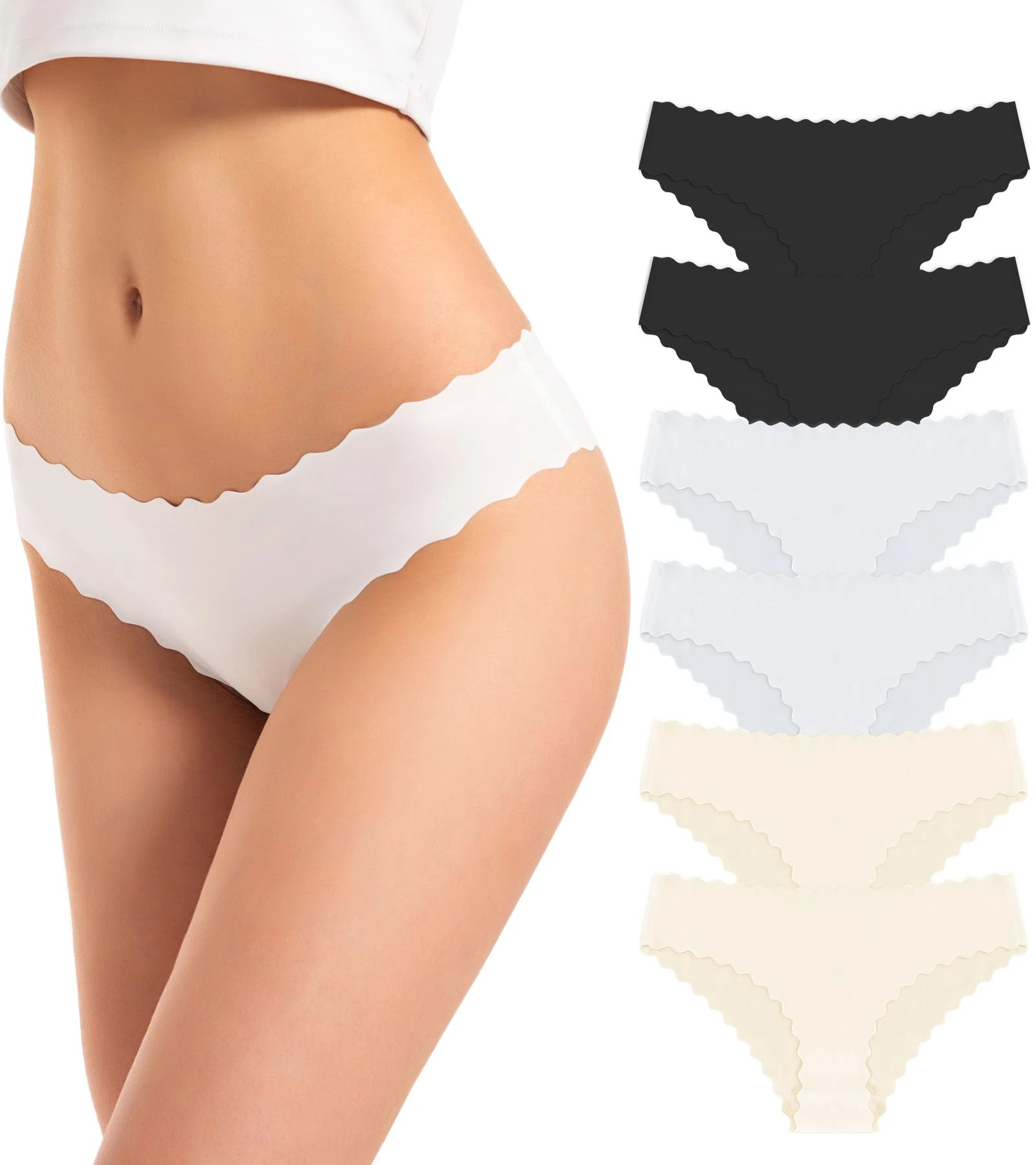 TANSTC Seamless Knickers for Women - No VPL Invisible Panties (Pack of 6) Breathable,Ultra-Soft & Stretch for All-Day Comfort