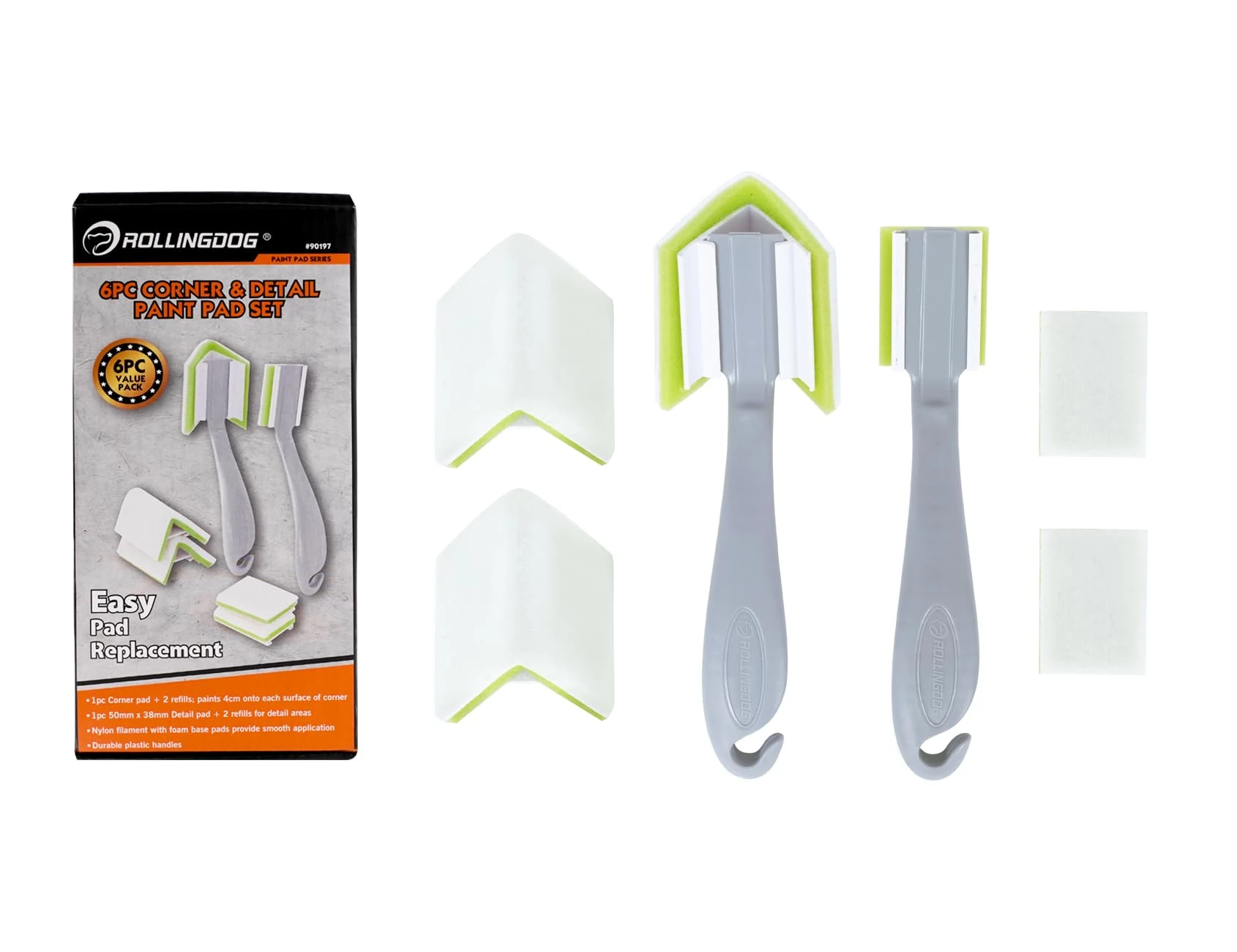 ROLLINGDOG Small Paint Pads - 6PC Mini Corner Painting Tool for Cutting in Narrow Places