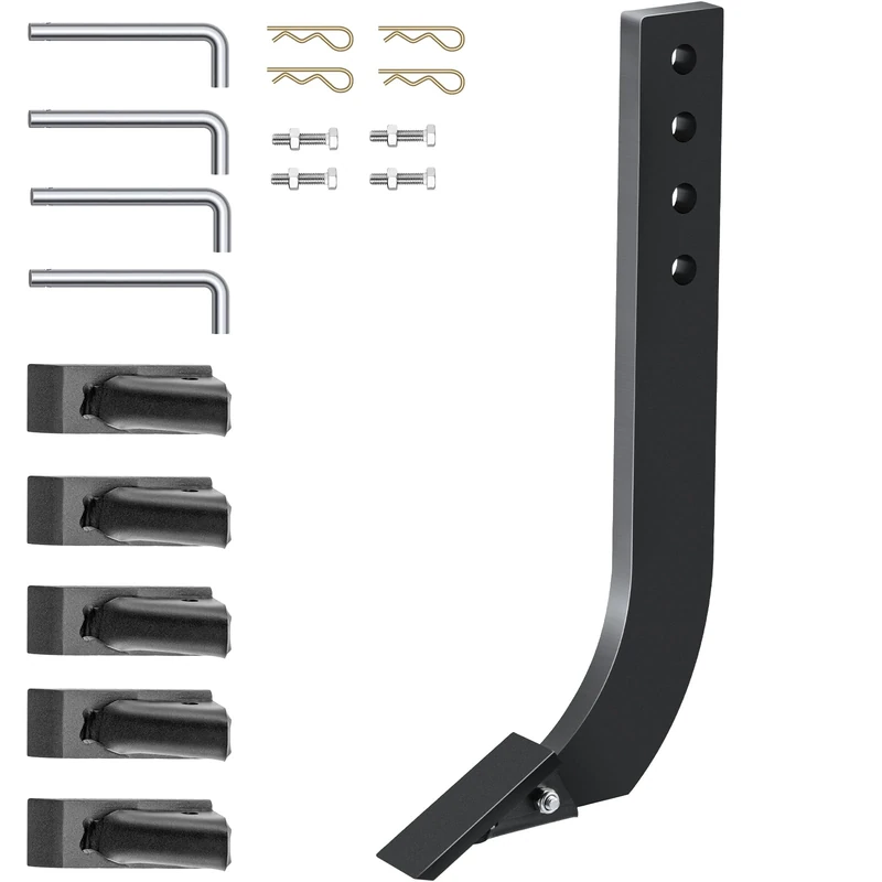 VEVOR Box Blade Shank, 18" Scarifier Shank, 4 Holes Box Scraper Shank, Ripper Shank with Removable Tapered Teeth and Pins, Adjustable Shanks Assembly for Replacement, Digging, Plowing, 4PCS