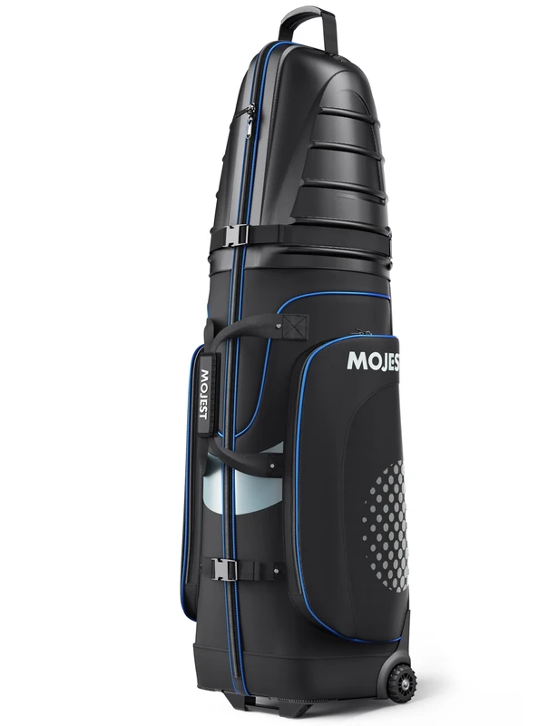 Golf Travel Bags for Airlines with Wheels, Hard Case Top and 1680D Heavy Duty Oxford Protect Golf Clubs, Lightweight and Easy to Maneuver, Black and Blue