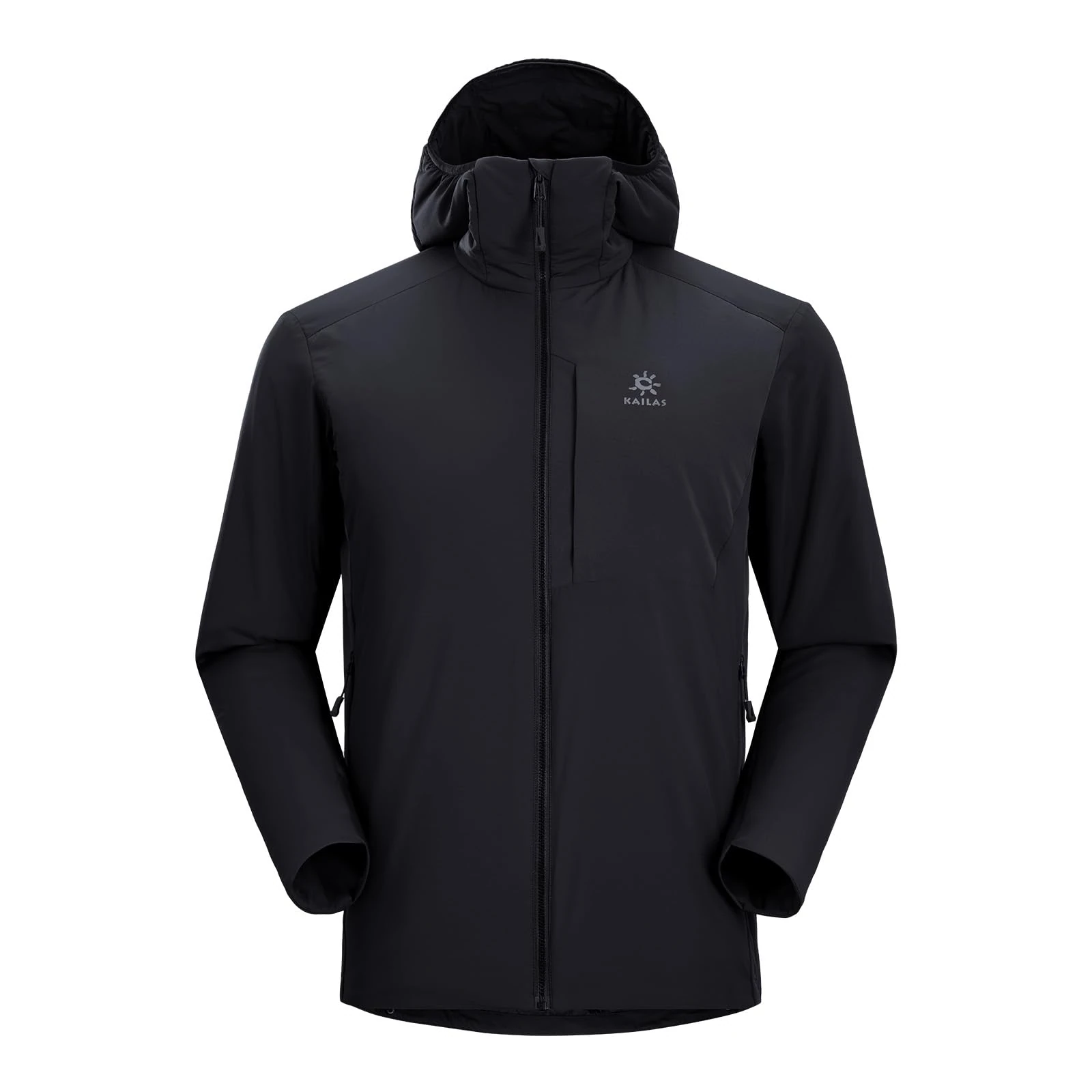 KAILAS Men's Puffer Winter Down Jacket Hooded Packable Lightweight Coat Windproof Jacket Hiking Ski Travel Primaloft Cotton, Ore Black-rh80, S