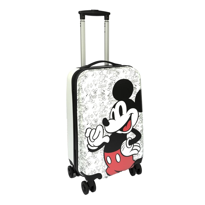 Undercover - Travel Suitcase with License Motif - Rolling Suitcase with 4 Double Wheels - TSA Lock - 1 Compartment with Tie Down Straps - 1 Compartment with Zip, White, 35 x 22 x 57 cm, Mickey Mouse