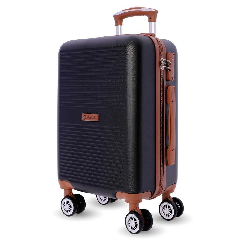 EL CABALLO Ryannair 52x35x20 Heavy Duty Cabin Suitcase Aircraft Luggage with TSA Lock, Black/White, 52.0 x 35.0 x 20.0 Centimeters, Cabin