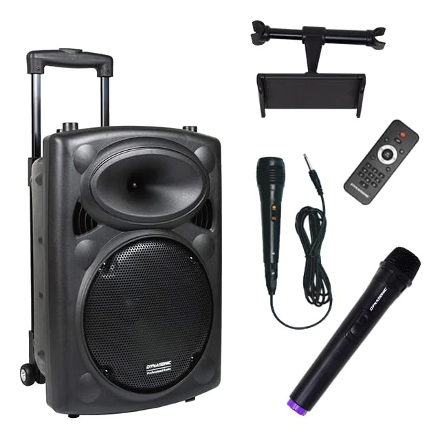 DYNASONIC - DYNAPRO (3rd Generation Tripod Pack) Professional Portable Bluetooth Speaker, Bluetooth Speaker, 2 Karaoke Microphones, Tablet and Tripod Support (Dynapro 10 Plus)