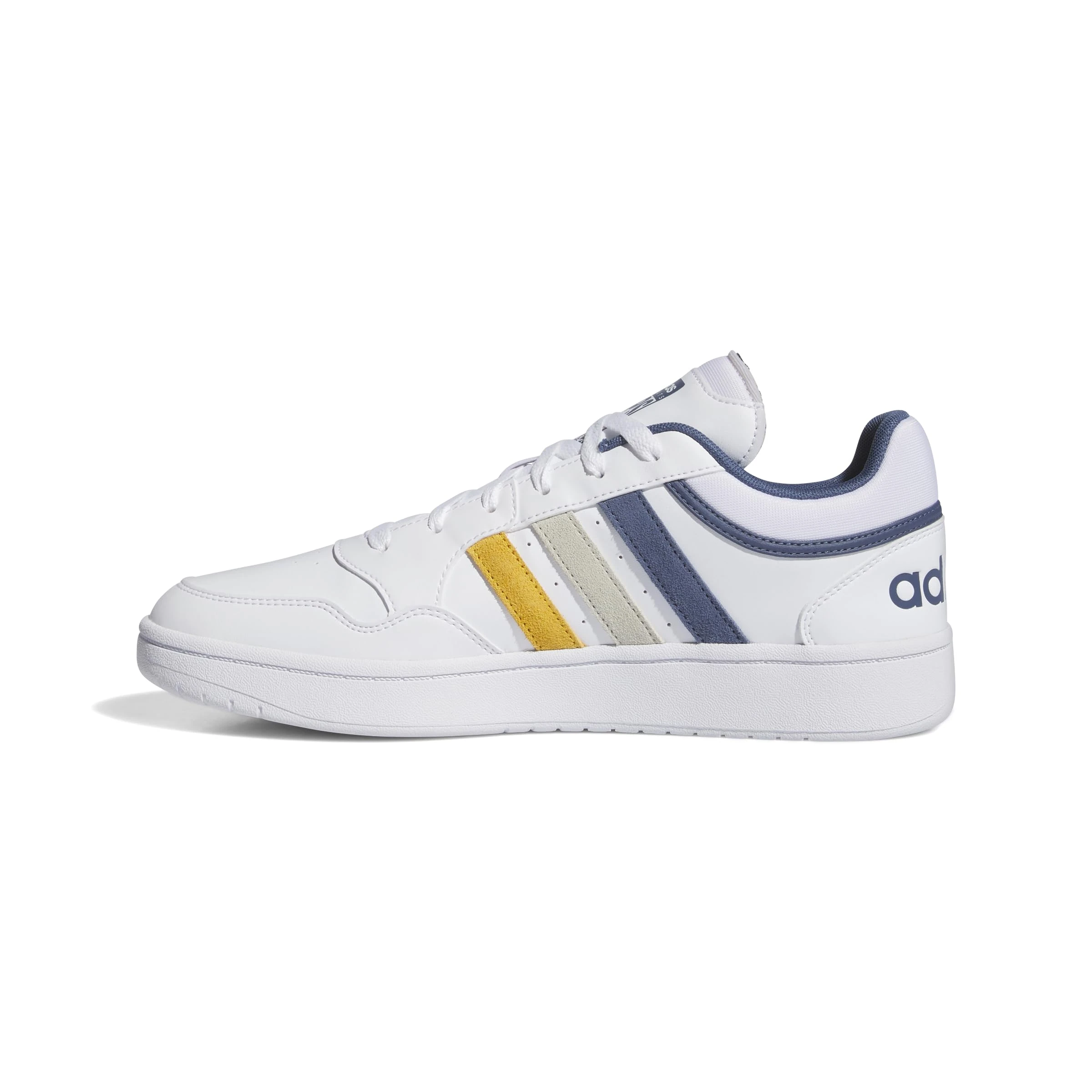 adidas Men's Hoops 3.0 Low Classic Vintage Shoes, FTWR White/Crew Yellow/Putty Grey, 8 UK