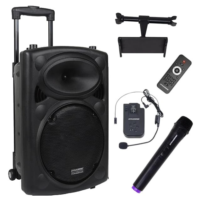 DYNASONIC - DYNAPRO (3rd Generation Tripod Pack) Professional Portable Bluetooth Speaker, Bluetooth Speaker, 2 Karaoke Microphones, Tablet and Tripod Support (DYNAPRO 12 PLUS)