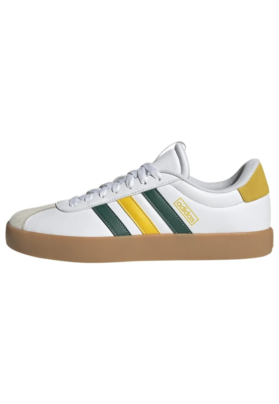 adidas Men's VL Court 3.0 Shoes, FTWR White/Collegiate Green/Utility Yellow, 8 UK