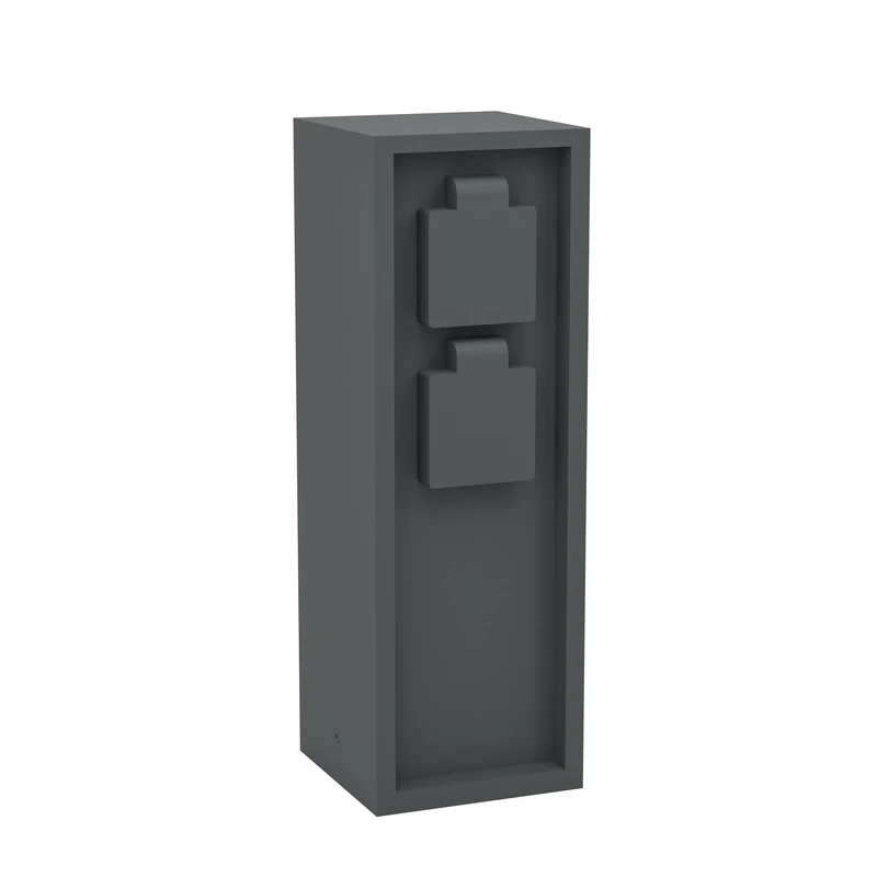Eglo Garden Socket Pillar Park 5, Distribution Socket for Underground Cable, Outdoor Power Distributor with 2 sockets, Aluminium in Anthracite, IP54