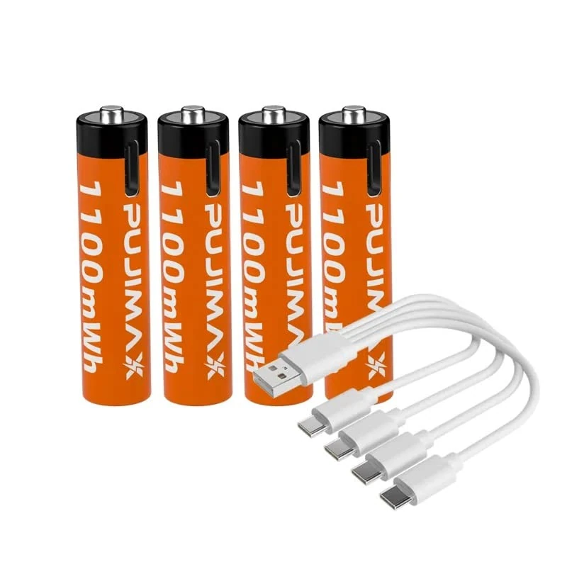 Rechargeable Battery 1.5V Li-Ion AAA Lithium Battery via Type C USB|AAA Batteries Charger | High-Capacity 1100mWh | USB-C Compatibility I 1500 Charging Cycles| Fast Charging | Durable