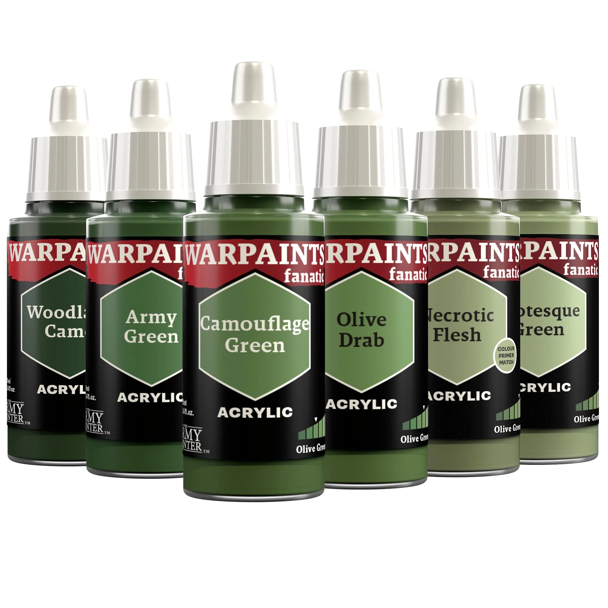 The Army Painter, Warpaints Fanatic Flexible Triad: Olive Greens, 6 x 18 ml acrylic paints - Miniature quality hobby paint for Dungeons and Dragons (DnD) & Warhammer Miniatures