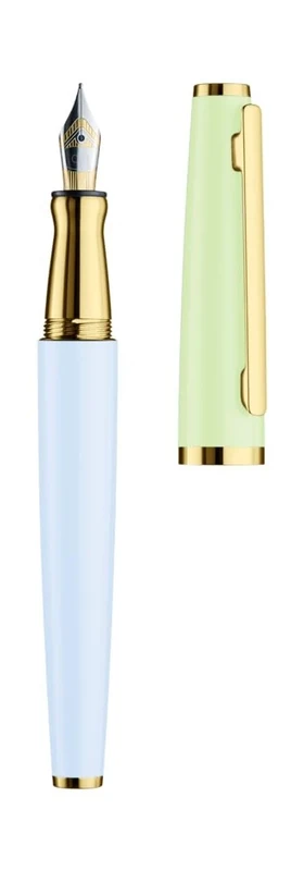 Otto Hutt Design 06 038-11765 Fountain Pen Shiny Glacier/Apple Green Gold with Barrel Made of Solid Aluminium Material with Gold PVD Fittings Steel Nib Size EF