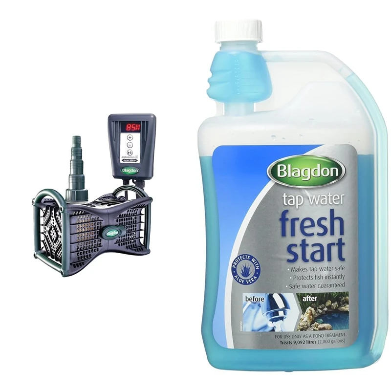 Blagdon Amphibious IQ Energy Saving Pond Pump 6000-12000 Extra Large Model + Pond Fresh Start Water Conditioner 1L
