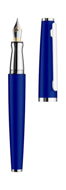 Otto Hutt Design 06 038-11761 Fountain Pen Gloss Classic Blue with Barrel Made of Solid Aluminium Material Cap and Fittings Platinum Coated Steel Nib Size EF